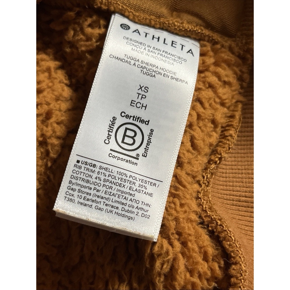 Athleta Brown Mocha Beige Sherpa Fuzzy Pullover Hoodie Oversized XS Small - Picture 4 of 6